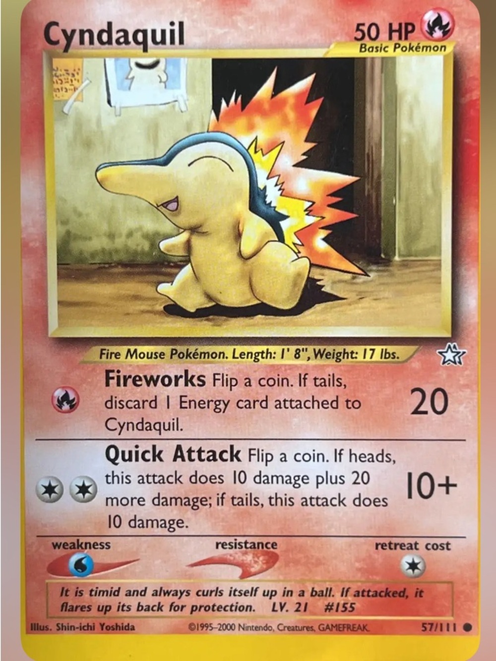 Cyndaquil Pokémon Card - Fire Mouse Pokémon (Red/Yellow)